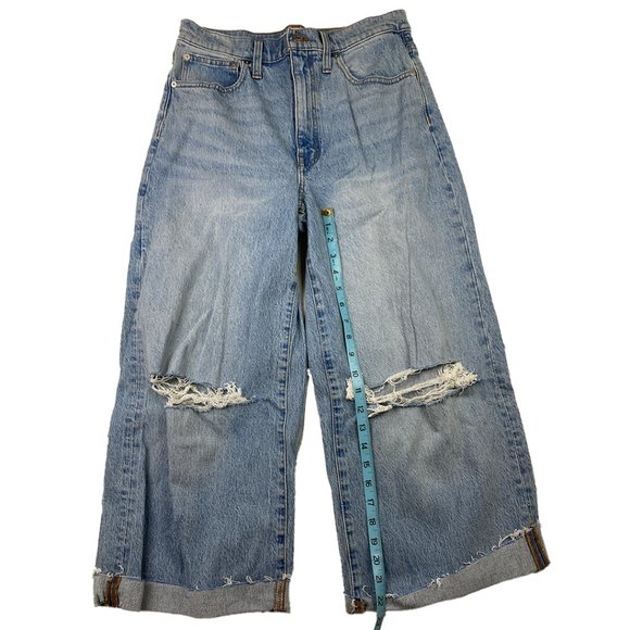 NWT Madewell Distressed Superwide-Leg Jeans Light Wash ND543 High-Rise Cropped - Picture 16 of 16